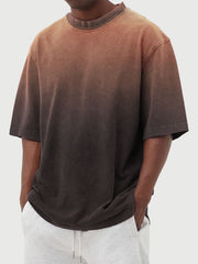 Washed Gradient Short-Sleeved T-Shirt