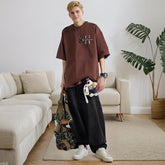 Embroidered T-Shirt Top With Loose Short Sleeves