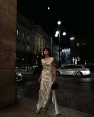 Satin Floral Slit Midi Dress