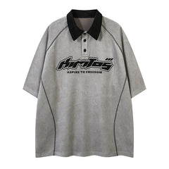 Lapel Polo Shirt Retro Loose Top