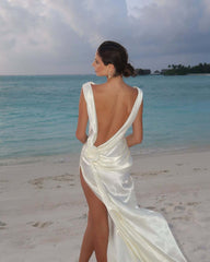 Satin Floral Slit Midi Dress