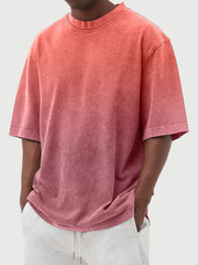 Washed Gradient Short-Sleeved T-Shirt