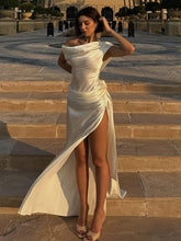 Satin Floral Slit Midi Dress