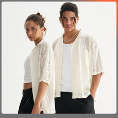 Boxy Open Lace Stripe Shirt