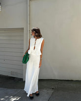 Cotton And Linen Sleeveless Shirt Dress