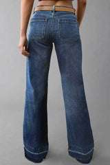 Patch Pocket High-Rise Wide-Leg Jeans