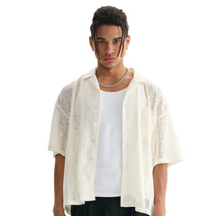 Boxy Open Lace Stripe Shirt