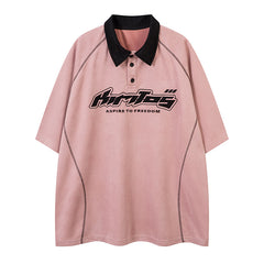 Lapel Polo Shirt Retro Loose Top