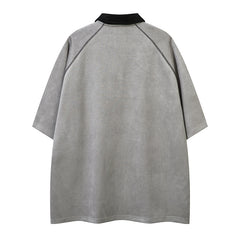 Lapel Polo Shirt Retro Loose Top