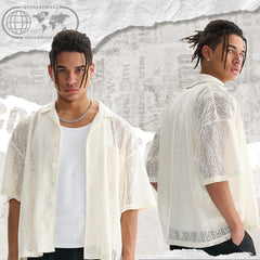 Boxy Open Lace Stripe Shirt