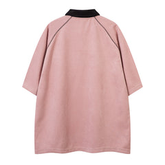 Lapel Polo Shirt Retro Loose Top