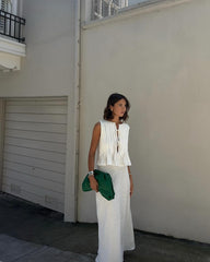 Cotton And Linen Sleeveless Shirt Dress