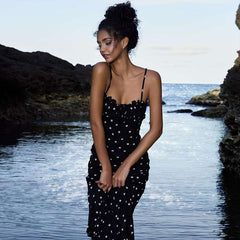 Backless Polka Dot Sling Dress