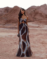 Tie-dye Suspender Sleeveless Midi Dress