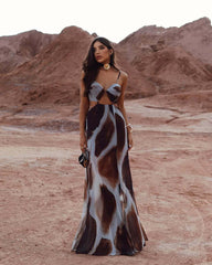 Tie-dye Suspender Sleeveless Midi Dress