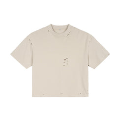 Retro solid color short-sleeved loose T-shirt