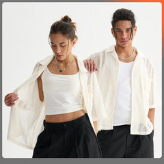 Boxy Open Lace Stripe Shirt