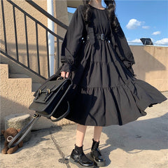 Japanese style waist pleated A-line skirt