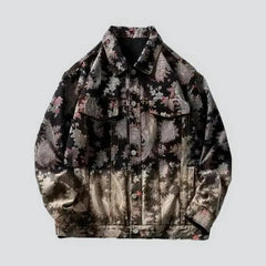 Oversized contrast denim jacket for men