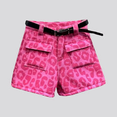 Painted color denim shorts for ladies