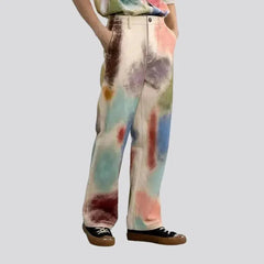 Painted denim pants for women