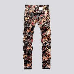 Painted ornament jeans for men