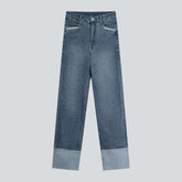 Patched hem straight women's jeans