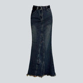 Peplum long jean skirt
