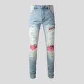 Pink-patch men's skinny jeans