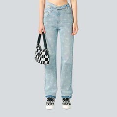 Print straight jeans for ladies