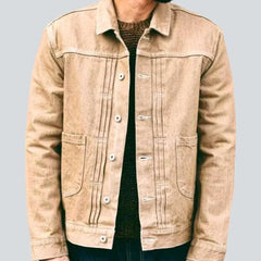 Roomy pocket self-edge jeans jacket for men