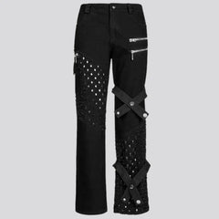 Straight zipper-button jeans for men