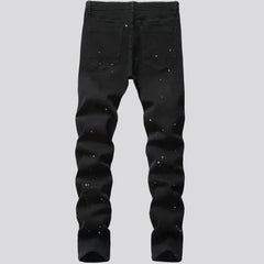 Stretchy men's distressed jeans