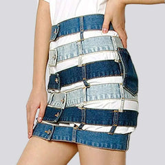 Fashion patchwork denim skirt for women