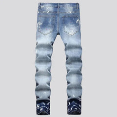 Sanded white-stains jeans for men