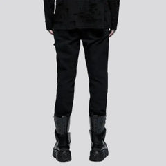 Mixed-fabrics rivet jeans for men