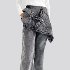 High-waist women's layered jeans