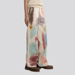 Painted denim pants for women