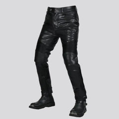 Mid-waist wax moto jeans for men