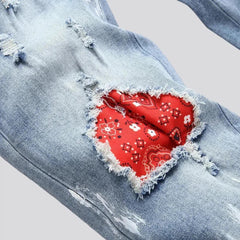 Sanded white-stains jeans for men