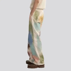 Painted denim pants for women