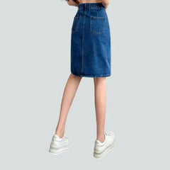 90s pleated-waistline denim skirt for women