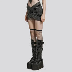 Grey gothic jean skirt for ladies