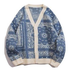 Embroidered Vintage Pattern Buttons Closure Cardigan Sweater