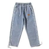 Denim Side Cashew Flower Embroidered Jeans
