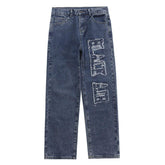 Solid Color Embroidered Letter Digital Jeans