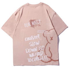 Printed Shaded Pooh Rounded Collar Soft Cotton Tee