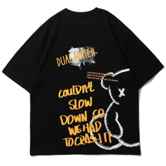 Printed Shaded Pooh Rounded Collar Soft Cotton Tee