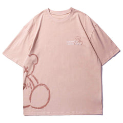 Printed Shaded Pooh Rounded Collar Soft Cotton Tee