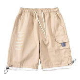 Letter Prints Fake Two Pieces Cargo Shorts